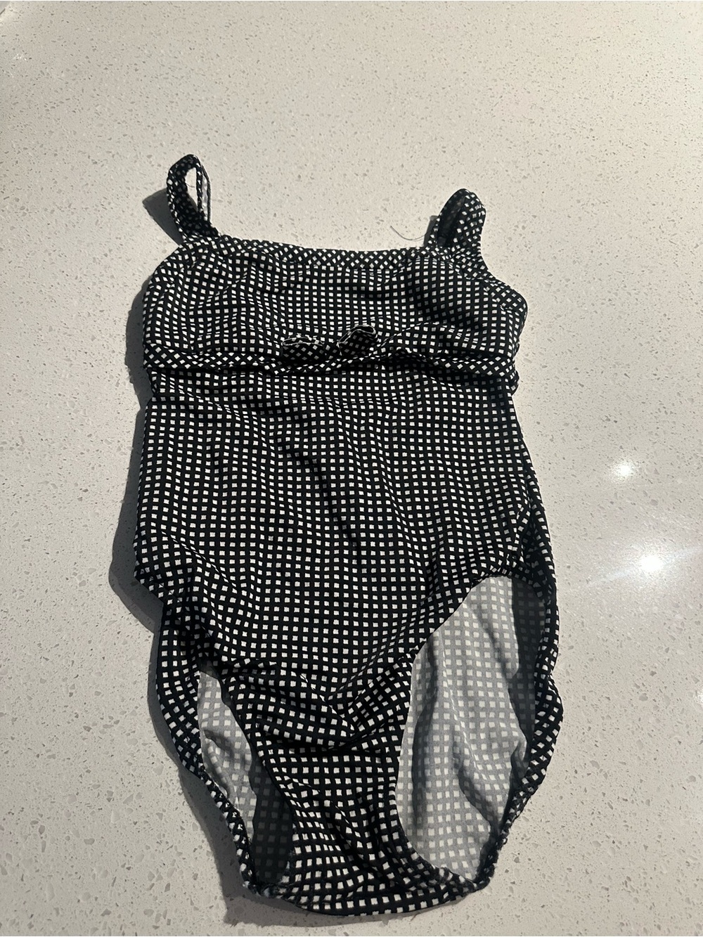 Vintage Adrienne Vittadini Black and White Checked One-Piece Swimsuit M